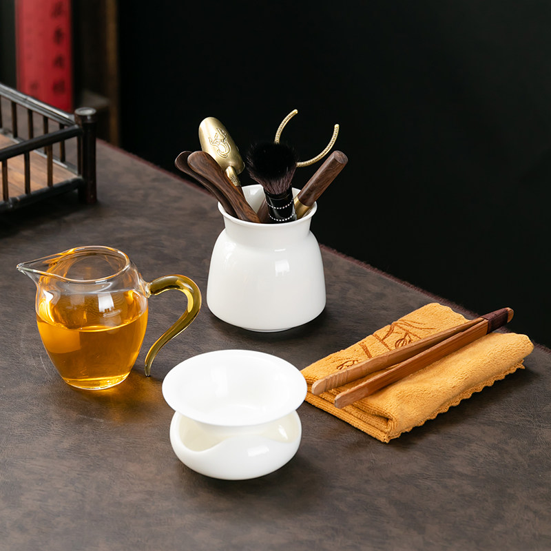 茶道六君子套装功夫茶具配件用品大全玻璃公道杯泡茶工具茶桌摆件