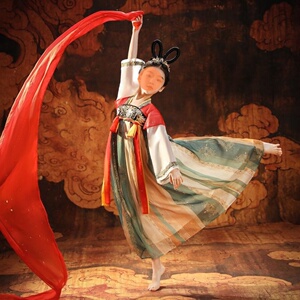女童汉服春中国风唐装敦煌飞天服大唐襦裙儿童古典舞蹈六一演出服
