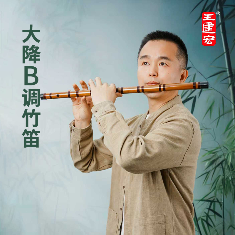 王建宏大降B调笛子风雅宫品牌乐器专业演奏笛精制高档考级竹笛