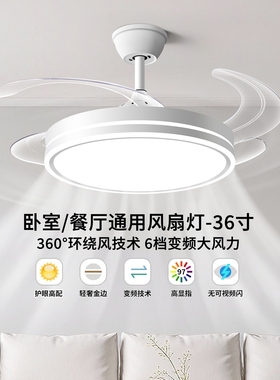 2025新款隐形风扇灯吊扇灯客厅餐中山灯具696Z厅卧室灯电扇灯变频