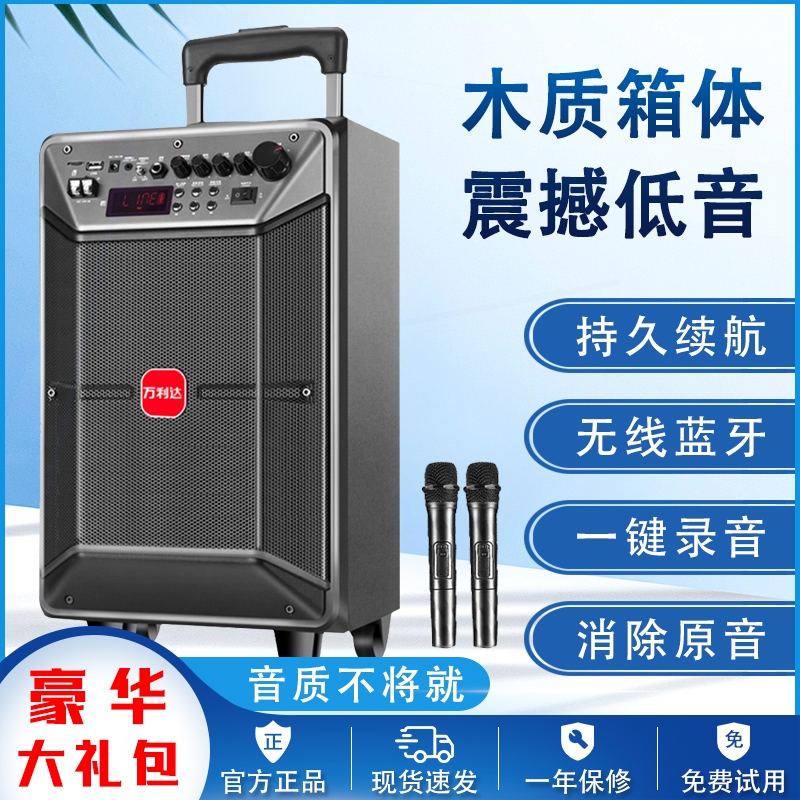 万利达户外移动拉杆音响大功率重k歌广场舞音箱无线话筒T12寸低音