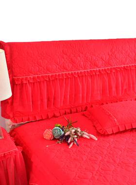 A6L新款结婚庆大红色蕾丝床头罩布艺软包皮床头套加大全包防尘靠