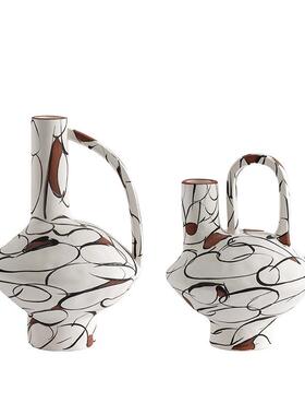 侘寂风摆件陶瓷花瓶艺术插花器客厅高级感花瓶复古软装饰品