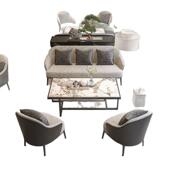 新中式 酒店售楼处接待休闲沙发洽谈桌椅组合单人位沙发卡座沙发