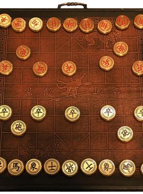 唐腾铜艺黄铜中国象棋实心纯铜工艺品摆件全套象棋商务礼品送长辈