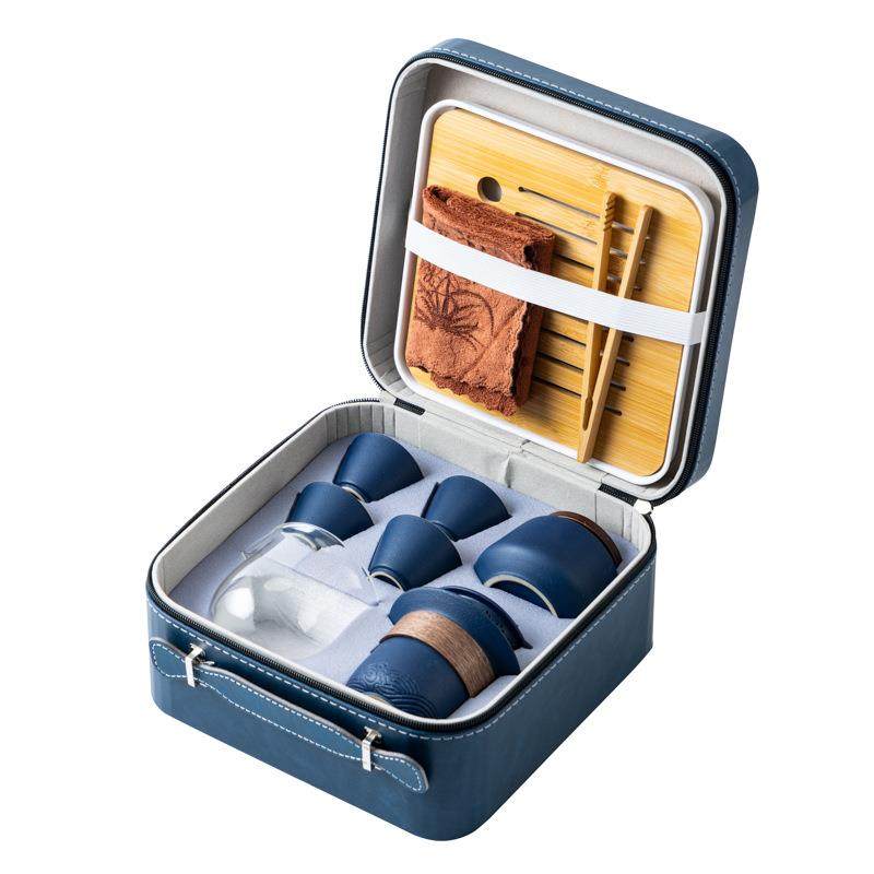 旅行功夫茶具套装家用陶瓷盖碗茶杯便携包商务礼品伴手礼定印logo,餐饮具,茶具礼盒,淘宝优惠券,粉丝福利购,淘宝优惠卷