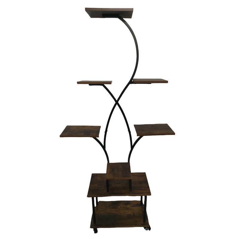 阳台植物架室内花架可移动绿植多层铁艺客厅装饰带灯架子