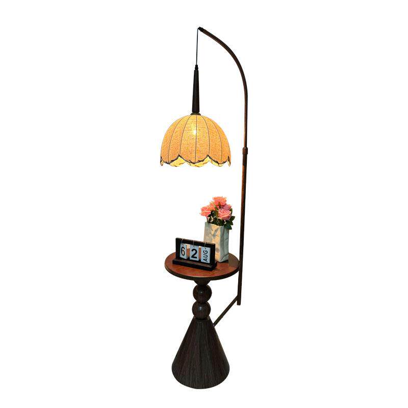 客厅中古风落地灯沙发旁2025新款美式复古高级感床头柜置物一体灯