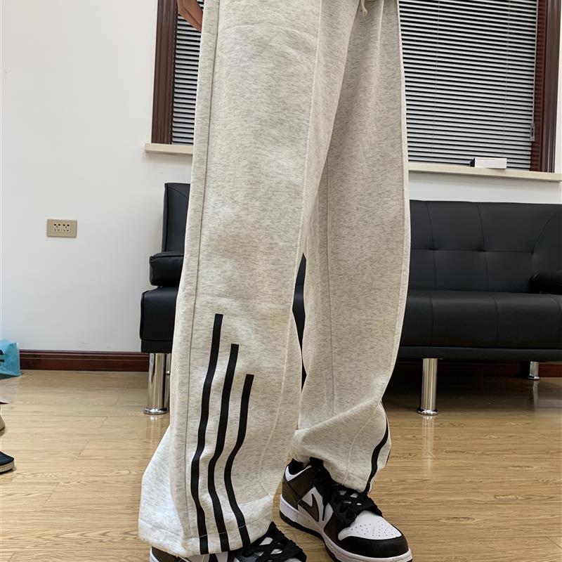 07QWER 2024秋季文艺休闲三条杠印花卫裤