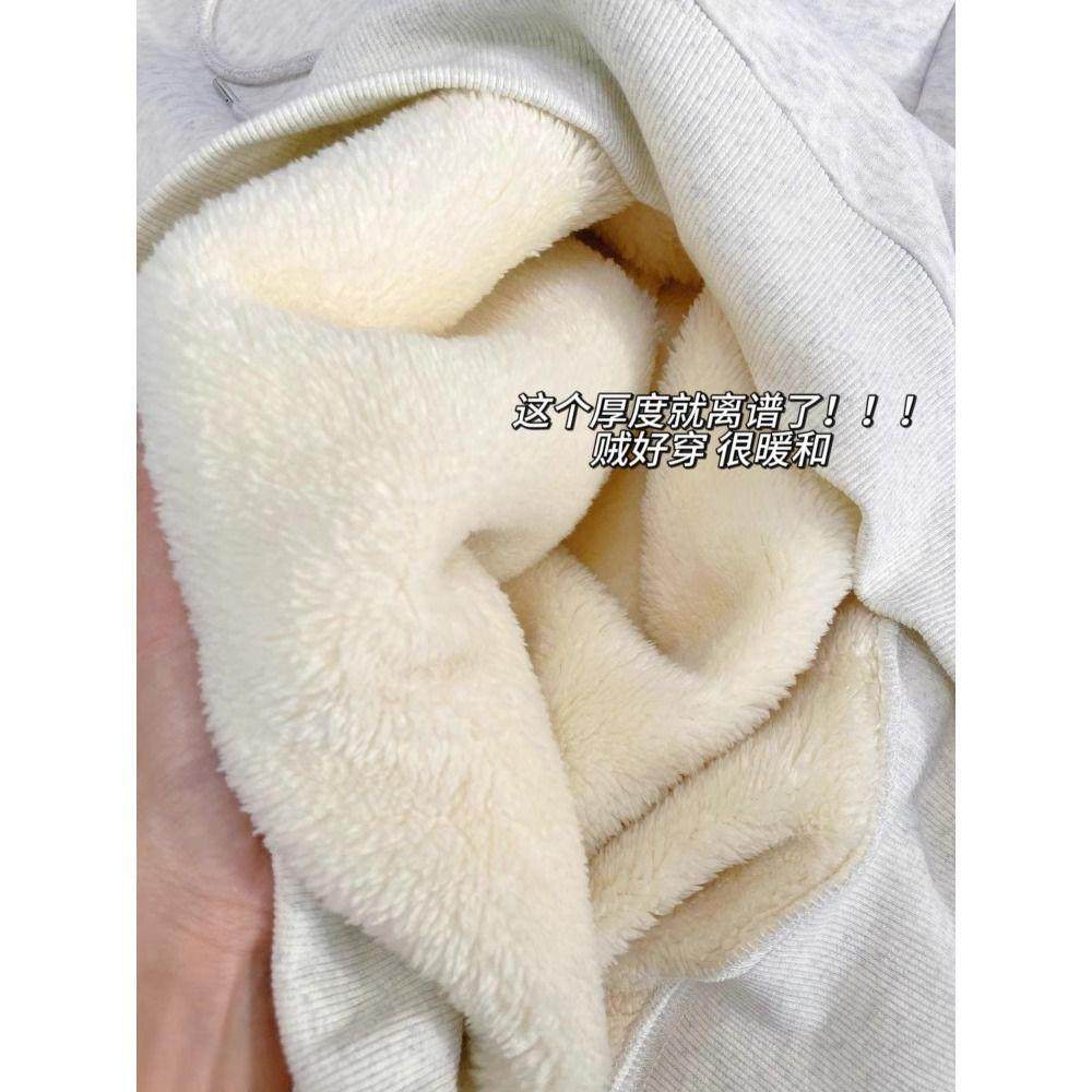 灰色超厚羊羔毛卫衣女童秋冬加绒