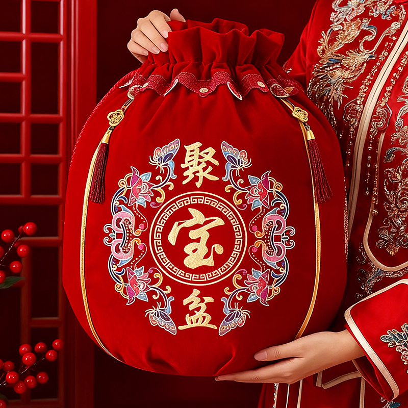 结婚包袱皮陪嫁红色聚宝盆袋大号