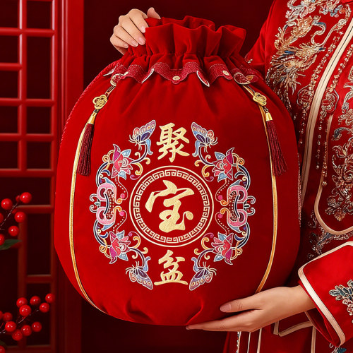 结婚包袱皮陪嫁红色聚宝盆袋大号