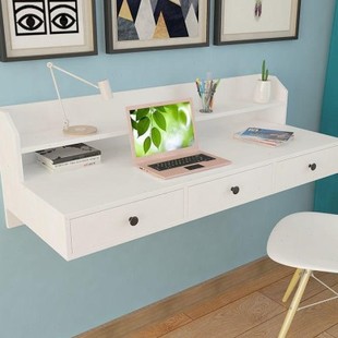 电脑桌家用书桌书架组合一体书台书柜墙上壁挂式 现代简约卧室台式