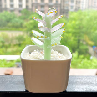 歌胜朗淄博博山琉璃饰品玻璃小摆件多肉盆栽装饰品陶瓷办公桌装饰