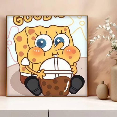 diy数字油画海绵宝宝卡通