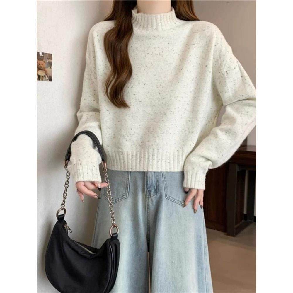 半高领针织衫女秋冬宽松洋气百搭打底衫减龄可外穿短款不起球毛衣,运动/瑜伽/健身/球迷用品,瑜伽t恤,淘宝优惠券,粉丝福利购,淘宝优惠卷