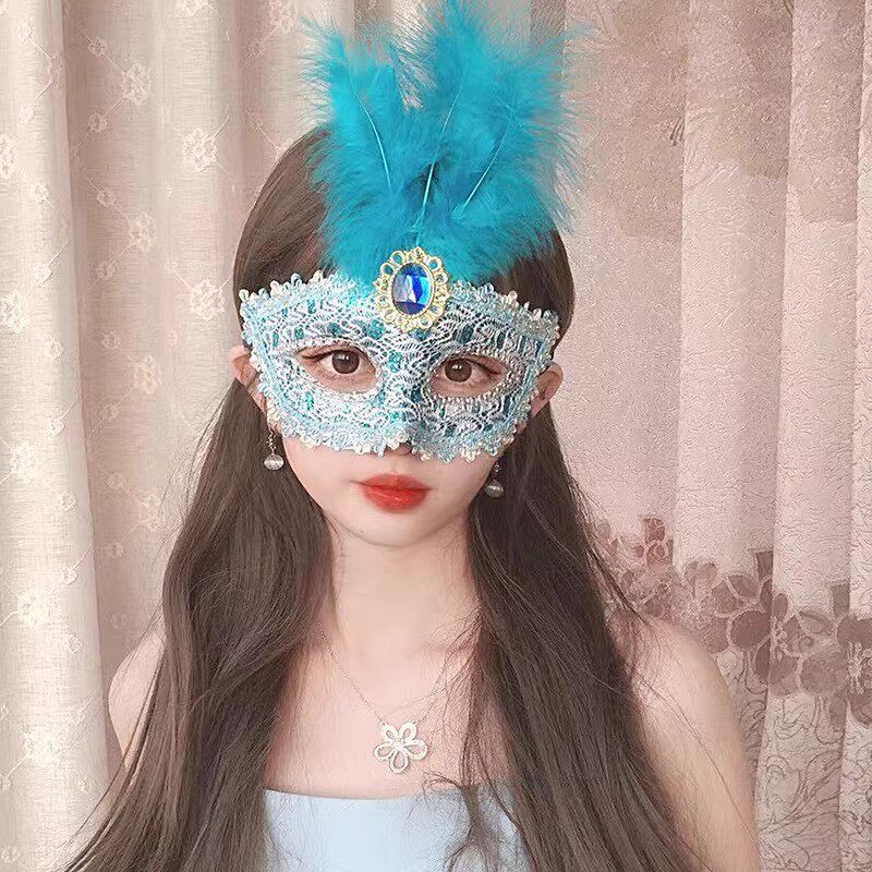 女孩公主舞会面具儿童圣诞节半脸头纱成人节日派对装扮化妆玩具