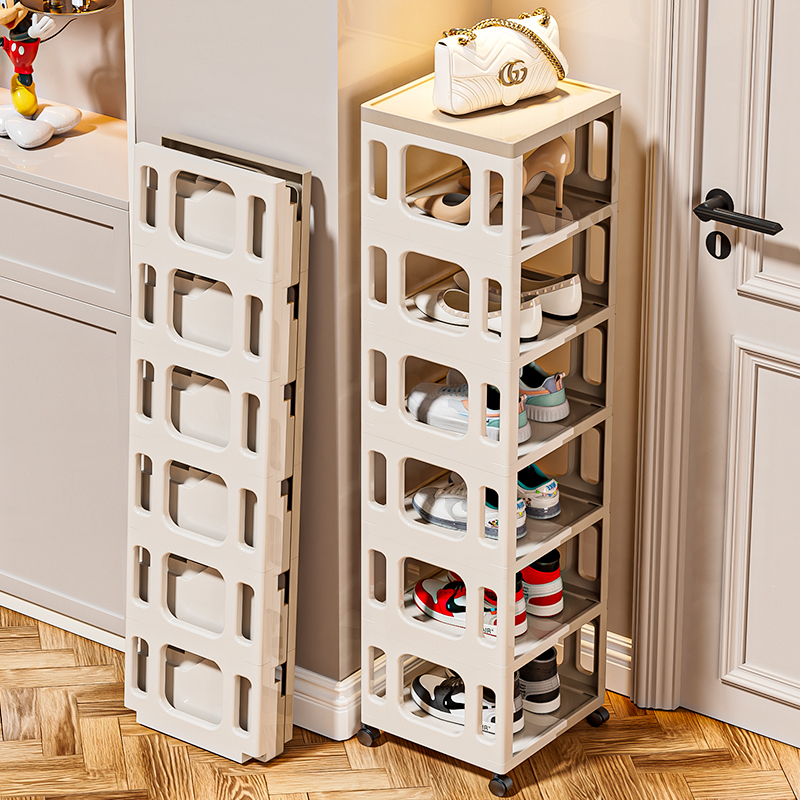 可折叠鞋架免安装家用门口多层入户小窄夹缝简易鞋柜鞋子收纳神器