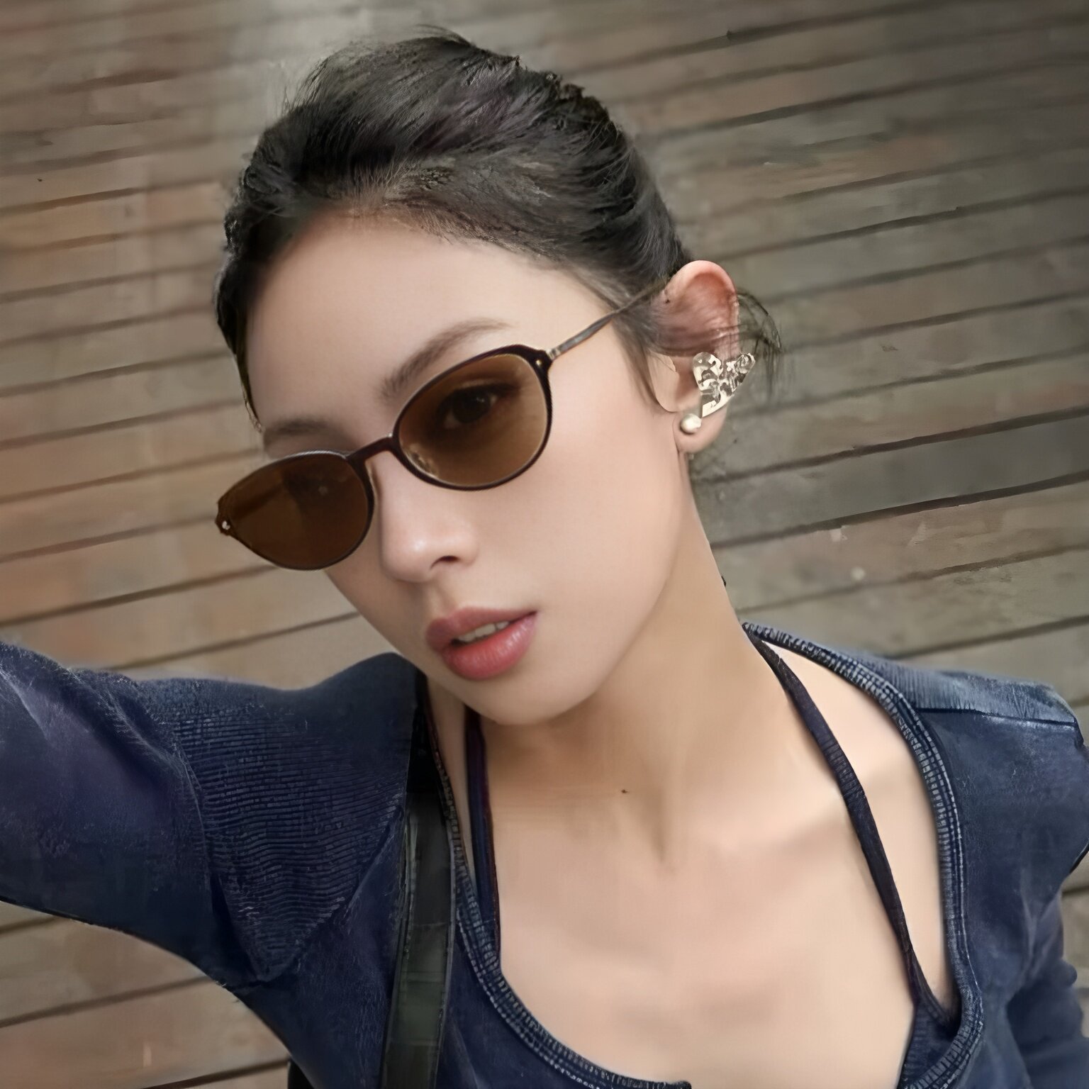猫眼茶色墨镜女高级感偏光防晒复古小框防紫外线变色近视太阳眼镜