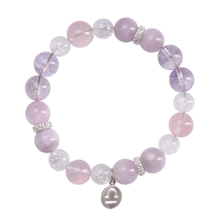 天然水晶手链十二星座手链粉水晶天秤座手链s925银水晶手串送礼物