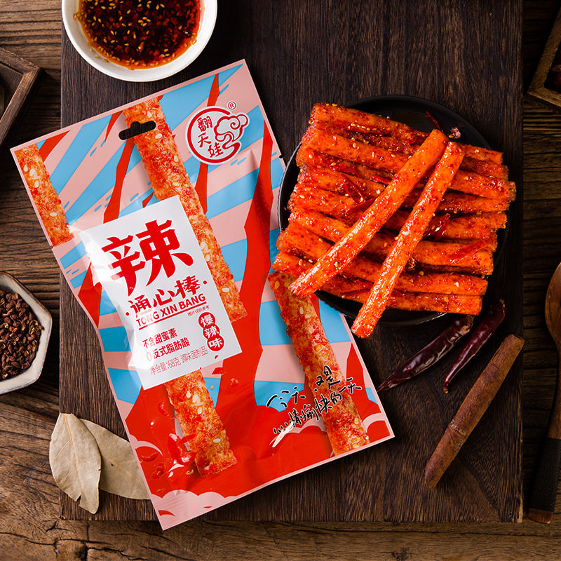 翻天娃通心棒辣条爆辣味大包火辣丝怀旧零食湖南农大辣条