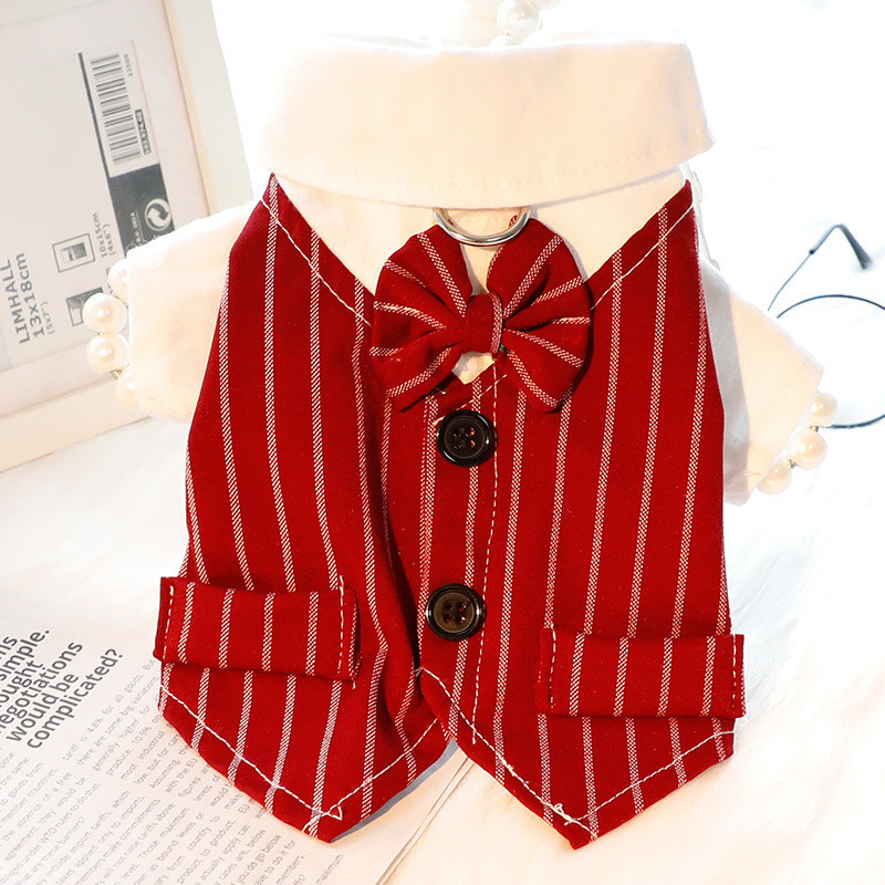 狗狗衣服秋装猫咪衬衫领结燕尾服帅气绅士牵引小型犬泰迪宠物比熊