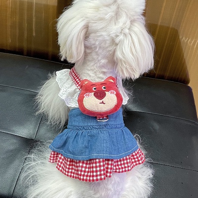 宠物狗狗衣服公主裙子小型犬猫咪泰迪比熊博美约克夏带牵引绳胸背