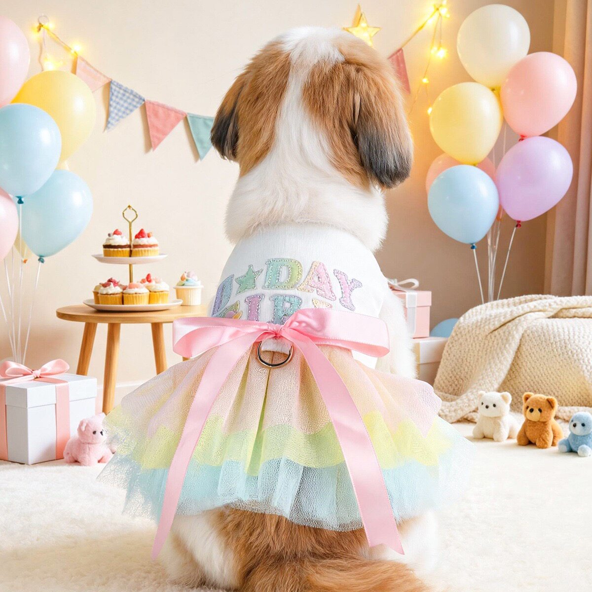 狗狗衣服春夏款猫咪公主婚纱蓬蓬裙生日礼服刺绣蕾丝小型犬宠物