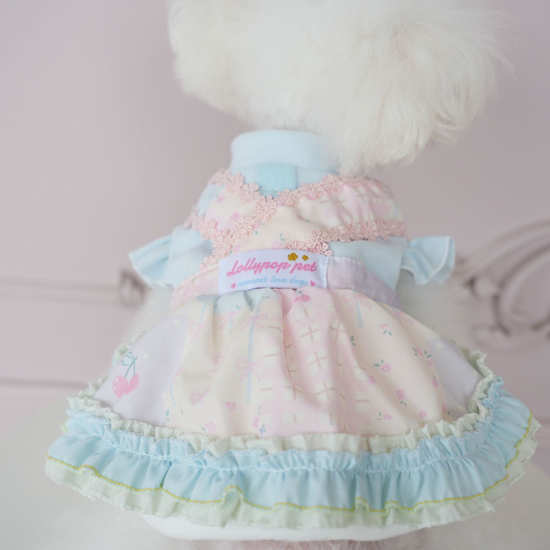 狗狗衣服秋冬装厚款公主背带裙棉衣碎花可牵引比熊小型犬泰迪宠物