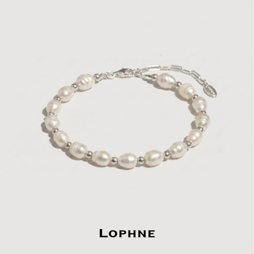 LOPHNE 巴洛克螺纹珍珠银珠手链 中古高智手饰气质高级感轻奢礼物