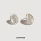 LOPHNE 极简银边白玛瑙耳钉 纯银手工通勤日常百搭气质复古高级感
