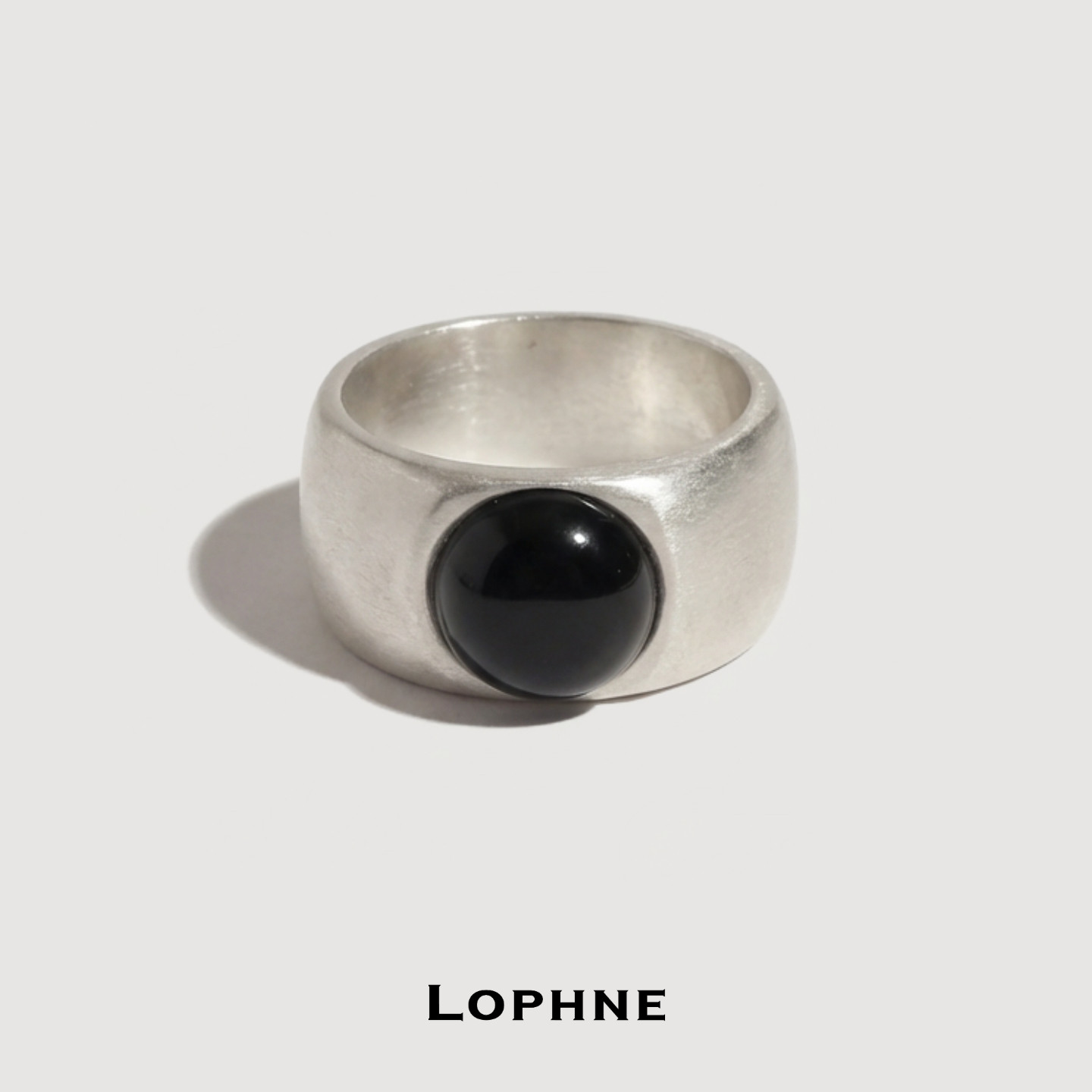 LOPHNE分量感重工戒指厚重纯银复古素圈宽黑玛瑙高级感百搭时尚潮