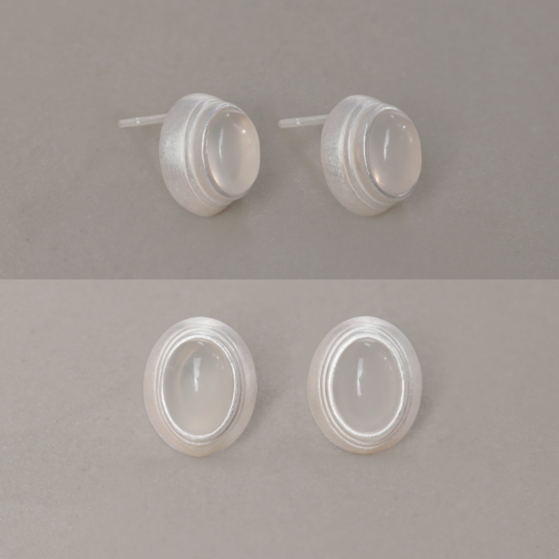 LOPHNE白玛瑙纯银小耳钉