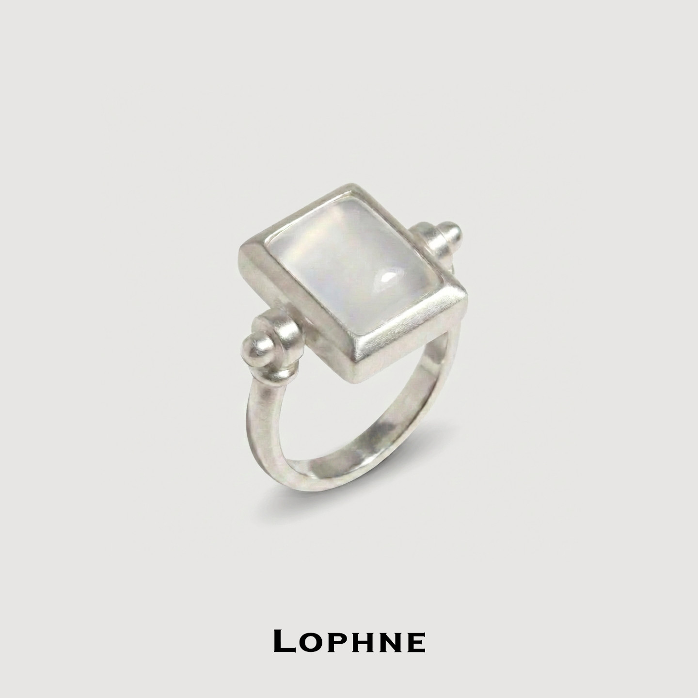 LOPHNE 可翻转中古风简约白玛瑙戒指 银色独特个性小众高级感礼物