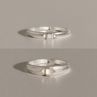 LOPHNE【新品】宝藏复古单棱贝母细戒指纯银简约叠戴高级感开口戒