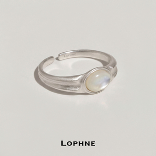 LOPHNE【佳品推荐】原创设计复古双棱贝母戒指 纯银高级感开口戒