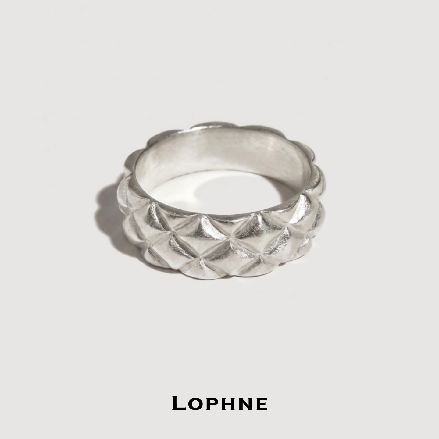 LOPHNE菱形格纹戒指s925银中古高级感个性小众轻奢百搭时尚食指戒
