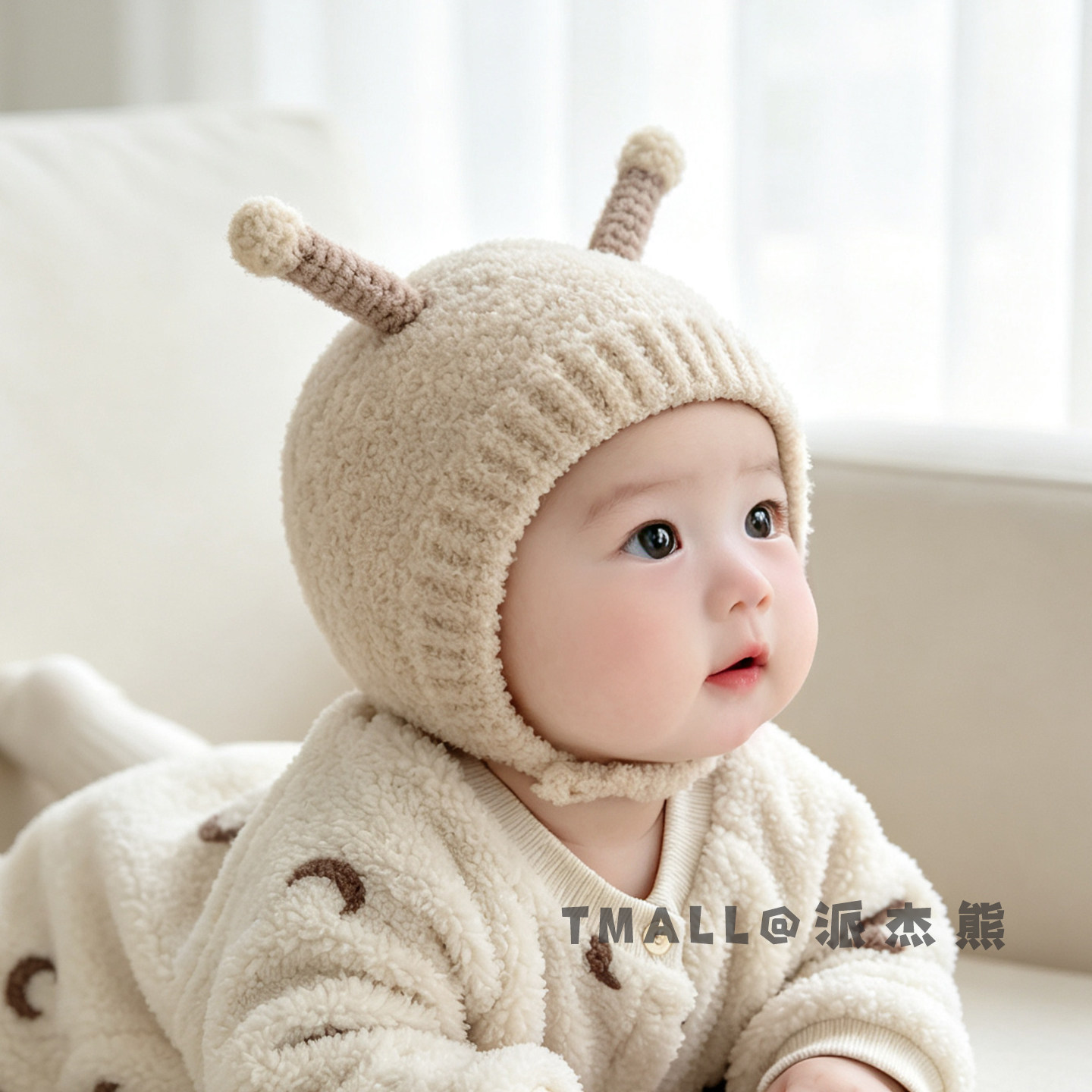 婴幼儿帽子秋冬季保暖加厚针织包头帽男童女宝宝小月龄防风毛绒帽