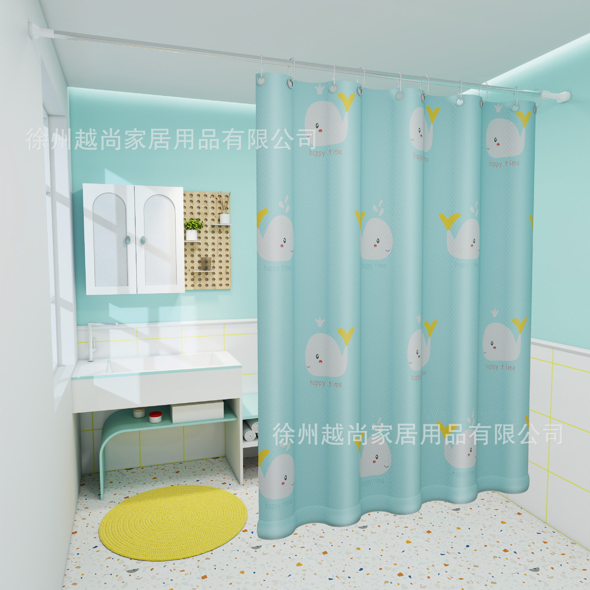 工厂现货涤纶布浴帘防水
