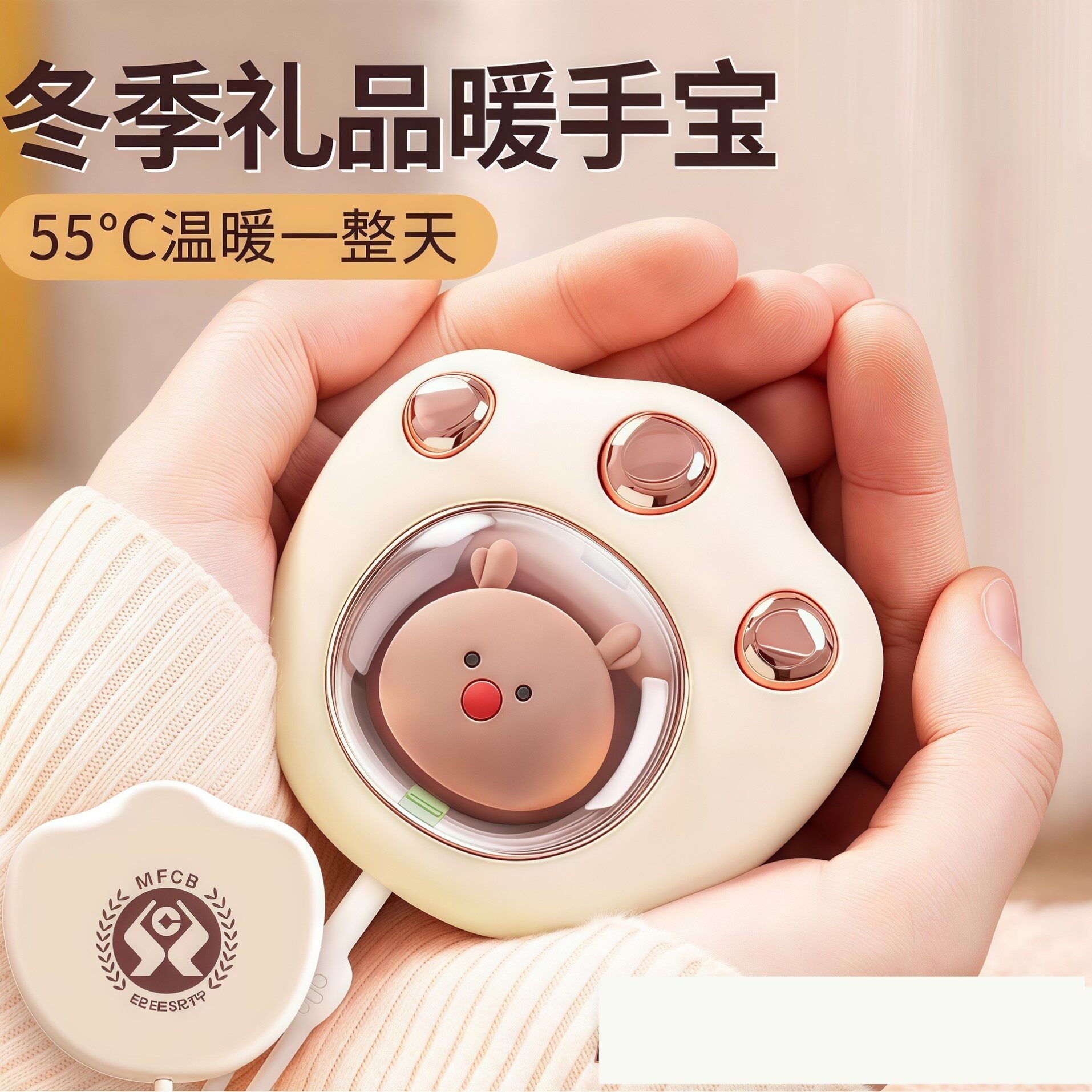 猫爪暖手宝儿童迷你电热宝小巧便携学生手握式暖手袋2025新款usb