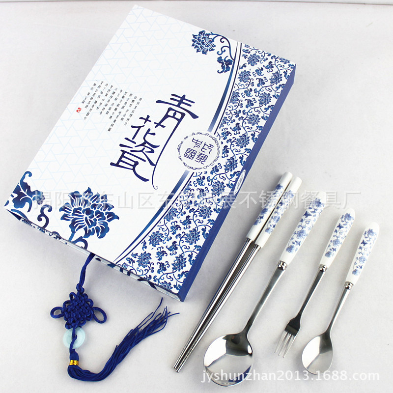 厂家直供青花瓷不锈钢勺
