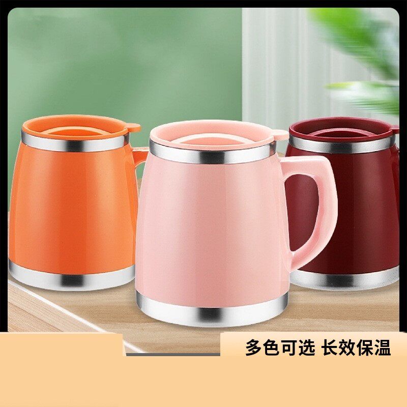 保温马克杯带盖带吸管316不锈钢办公室咖啡杯男女泡茶水家用杯子