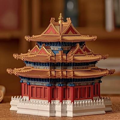 某高积木紫禁城故宫角楼中国古榫卯结构建筑高难度巨大型拼装玩具