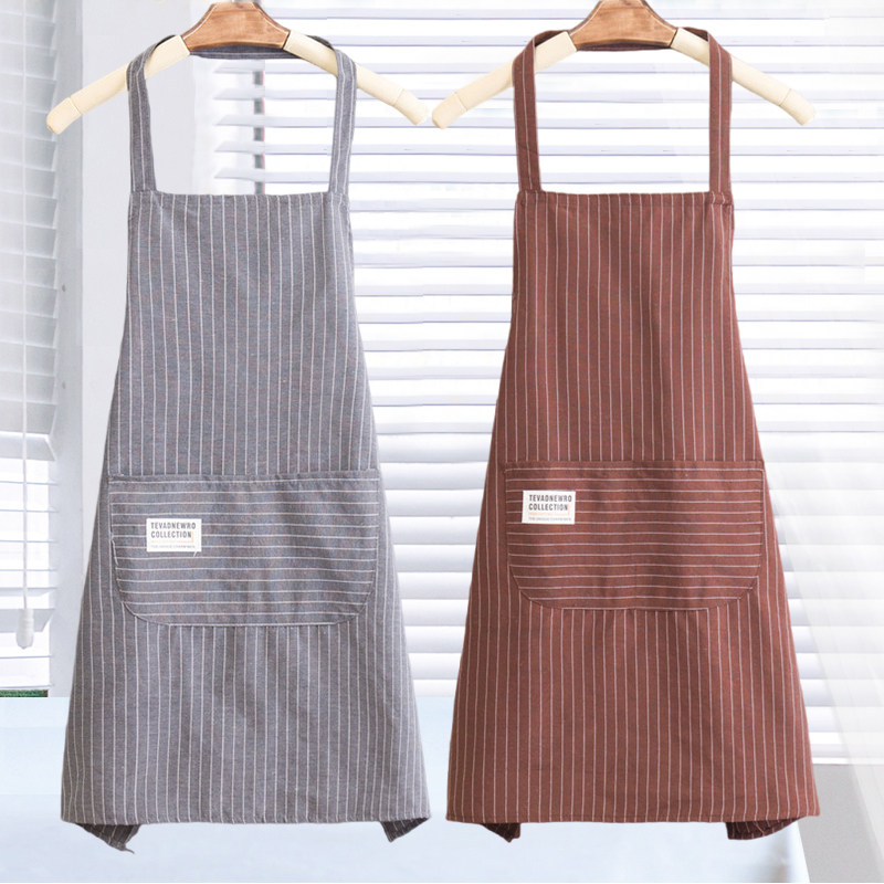 条纹围裙女厨房家用做饭棉布透气工作服夏季薄款时尚洋派围腰男士,家庭/个人清洁工具,围裙,淘宝优惠券,粉丝福利购,淘宝优惠卷
