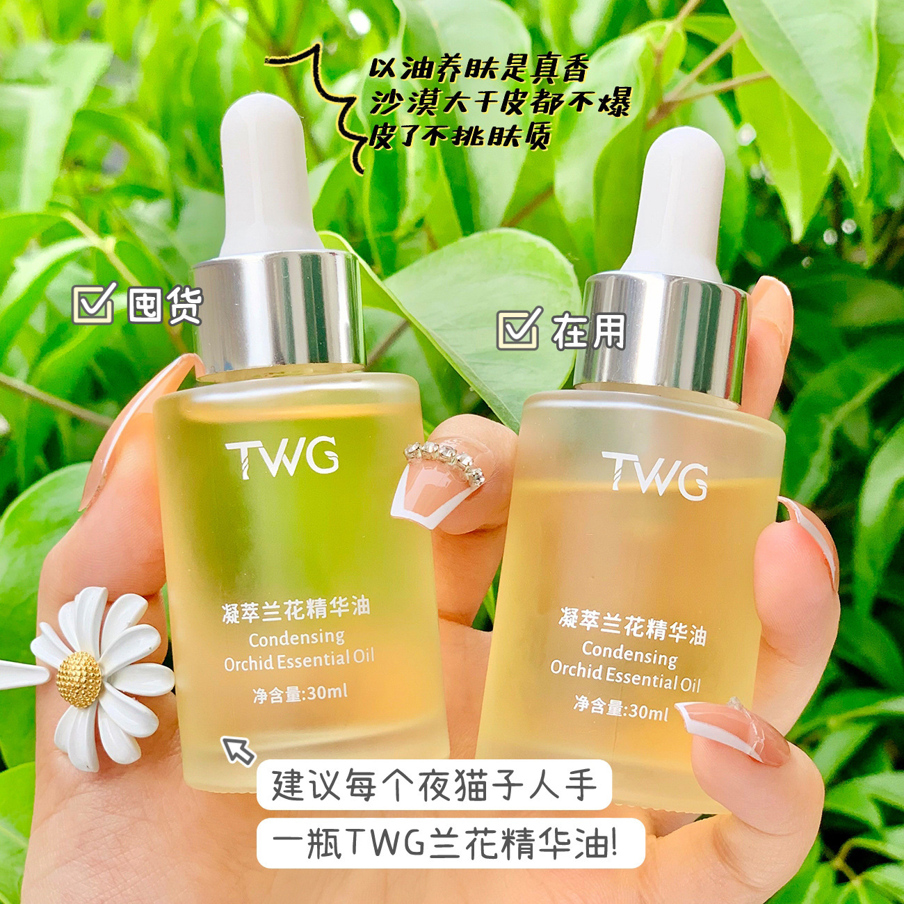 以油养肤~TWG凝萃兰花精华油30ml清爽保湿面部精油滴管所有肤质