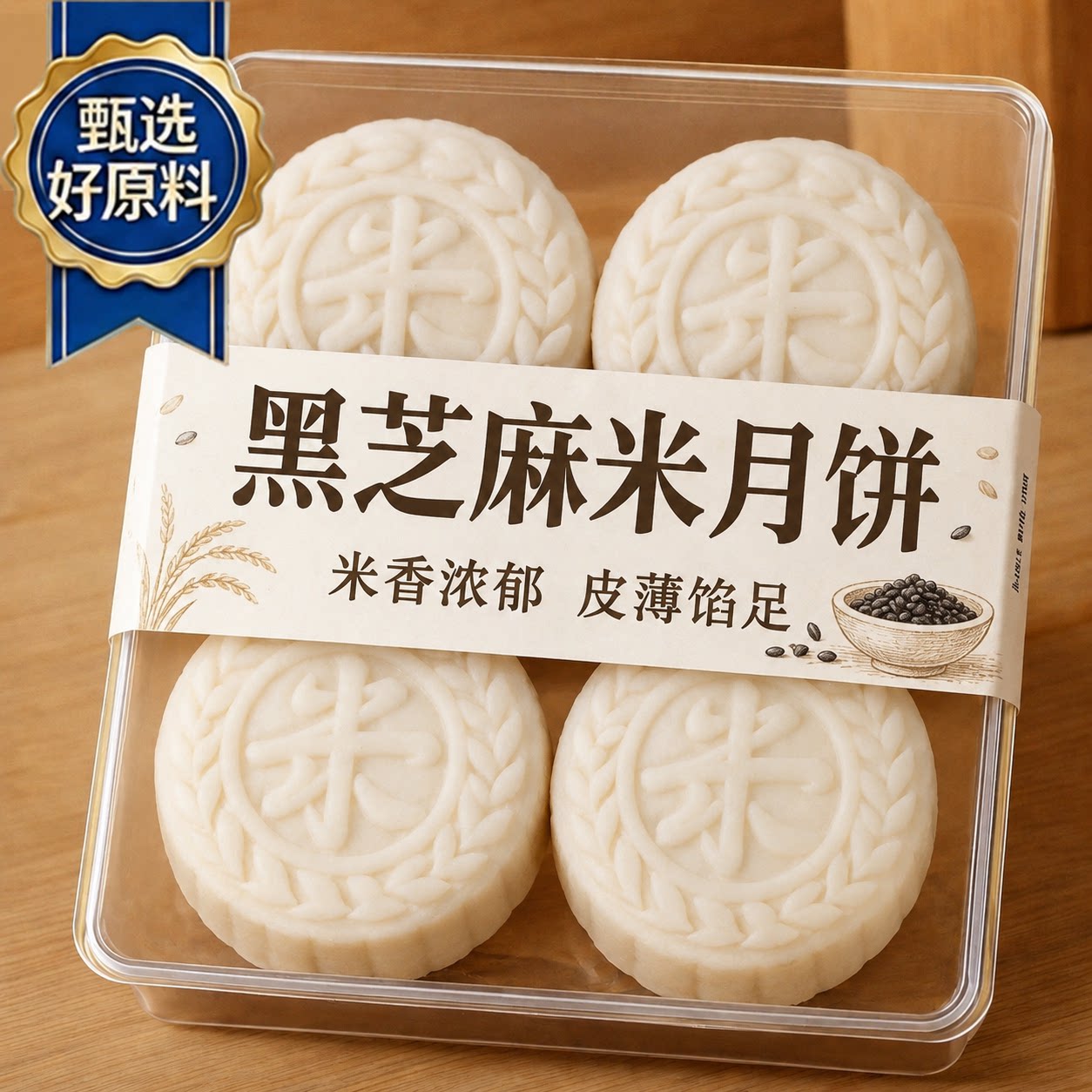 中秋婺式黑芝麻米月饼官方旗舰店糯米皮月饼早餐下午茶点糕点米糕