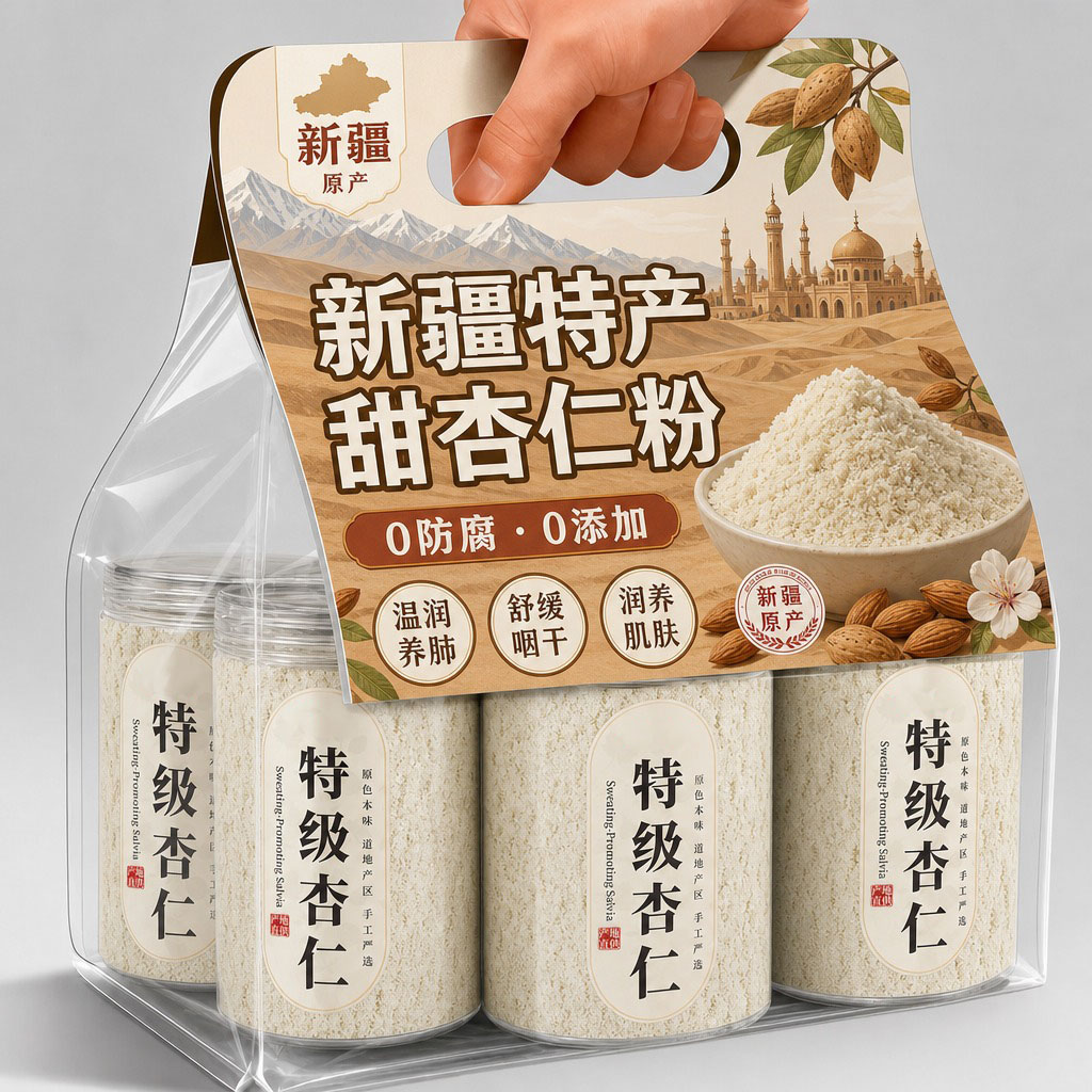 新疆甜杏仁粉官方旗舰店古法炮制烘焙专用生原味无添加纯天然现磨图片