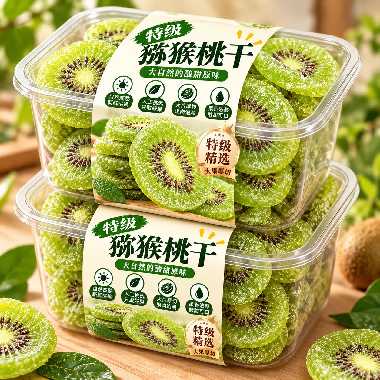 猕猴桃干无糖精陕西特产新货奇异果水果干原味果脯蜜饯正品旗舰店