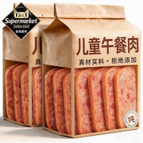 黑猪午餐肉儿童无添加香精独立包装火腿香肠婴儿宝宝早餐零食辅食