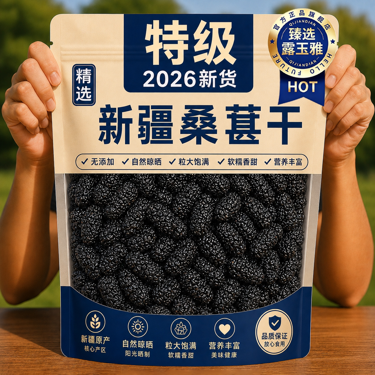 正宗新疆桑葚干黑桑椹特级桑葚干正品官方旗舰店有机无添加无熏硫